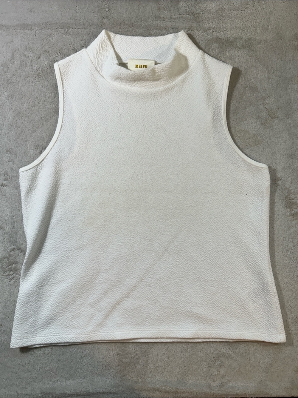 Maeve White Sleeveless Mock Neck Top